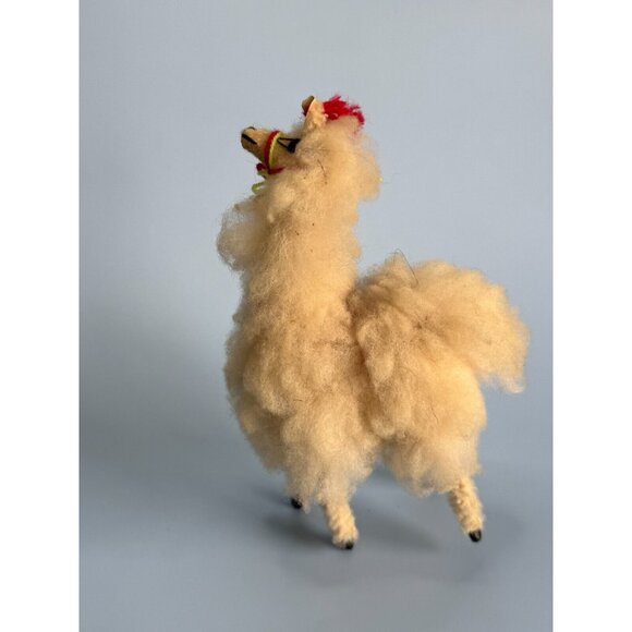 Vintage Peru Stuffed Llama Alpaca 5” Real Llama Fur C1980's 7" x 5" - Picture 5 of 6